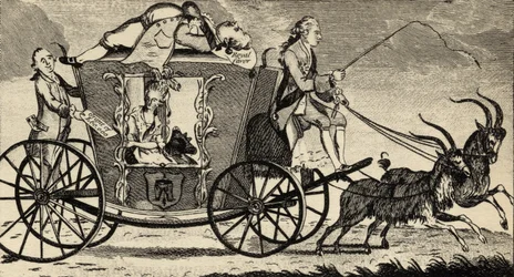 El Nuevo Vis a Vis, o Florizel conduciendo a Perdita, de la revista Ramblers, agosto de 1783